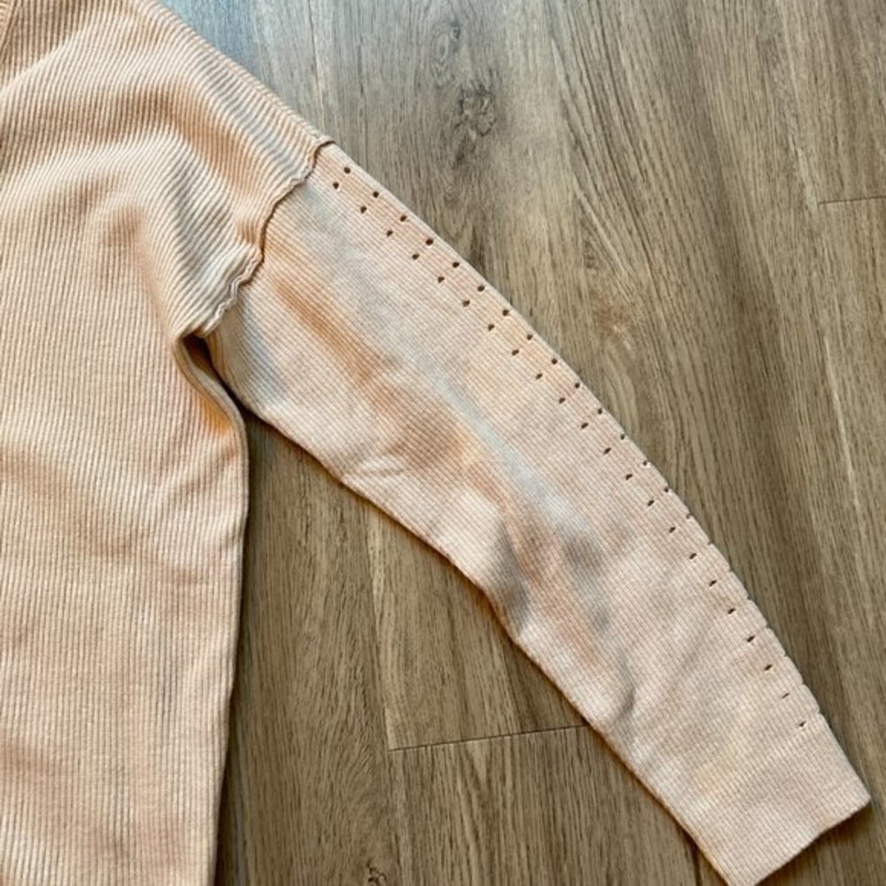 Topshop Wool Blend Taupe Ribbed V-Neck Sweater Size 8 - Picture 5 of 9